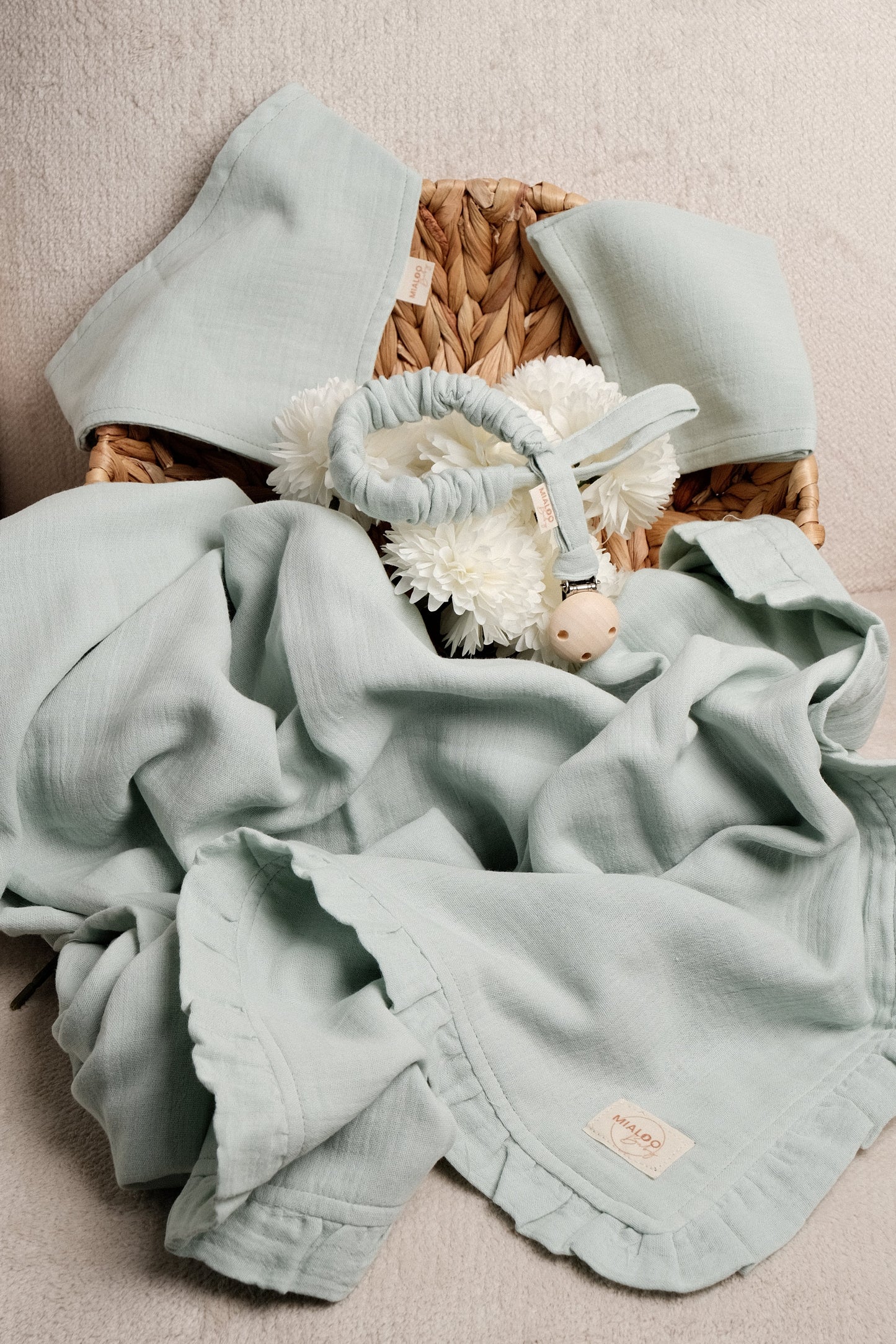 Musselin Set Baby Blue 4-lagig