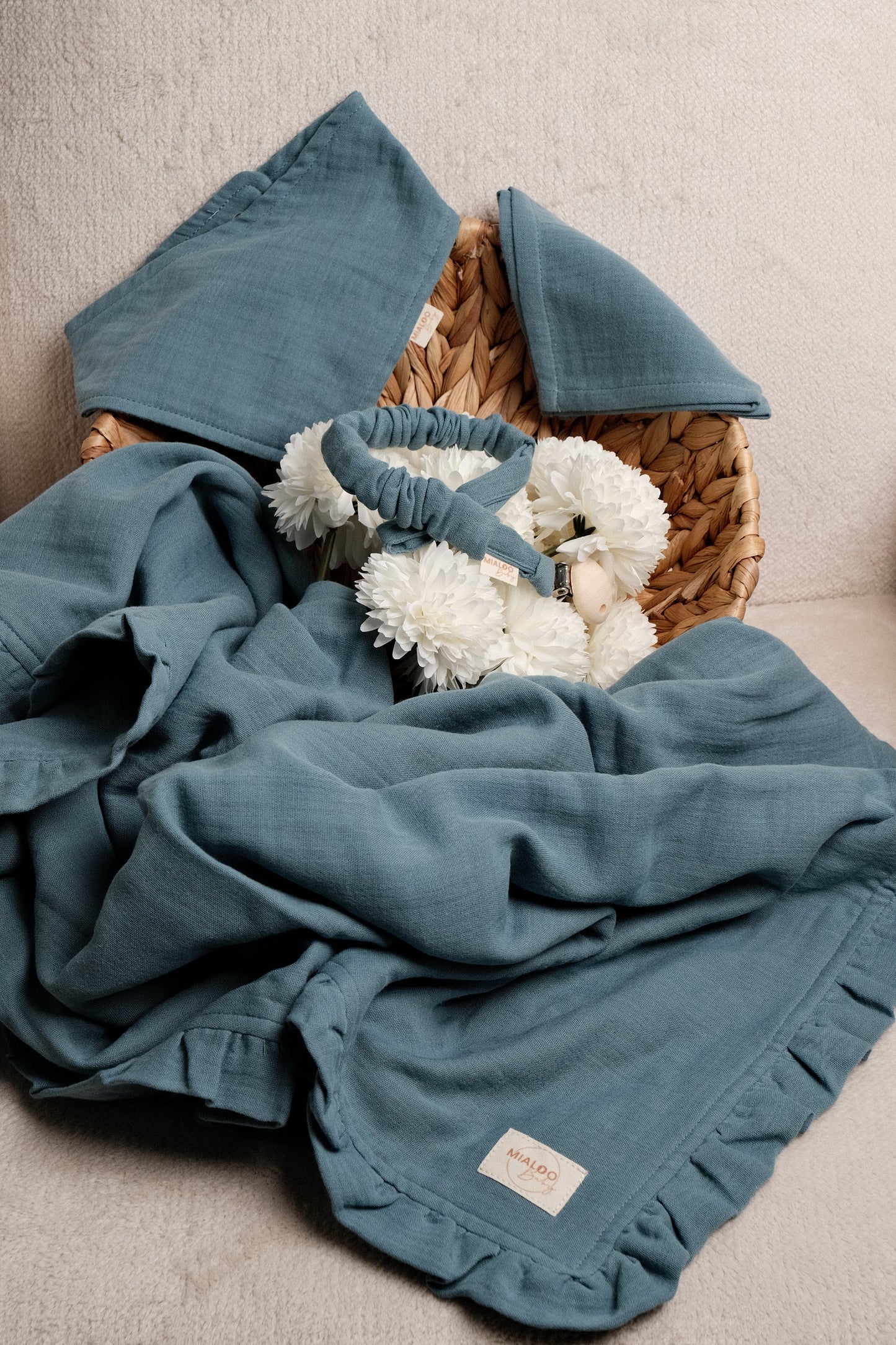 Musselin Set Navy Blue 4-lagig