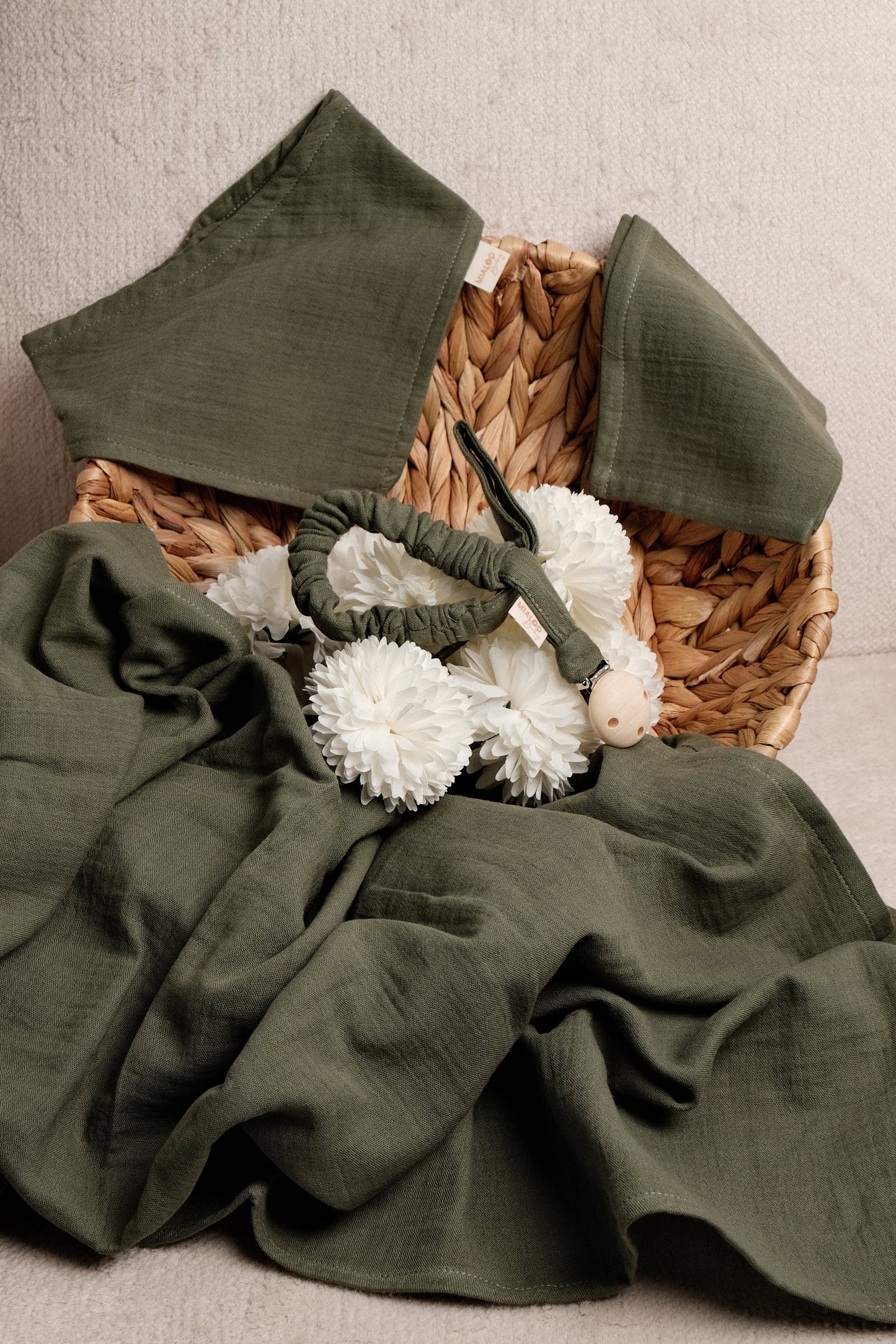 Musselin Set Olive Green 2-lagig