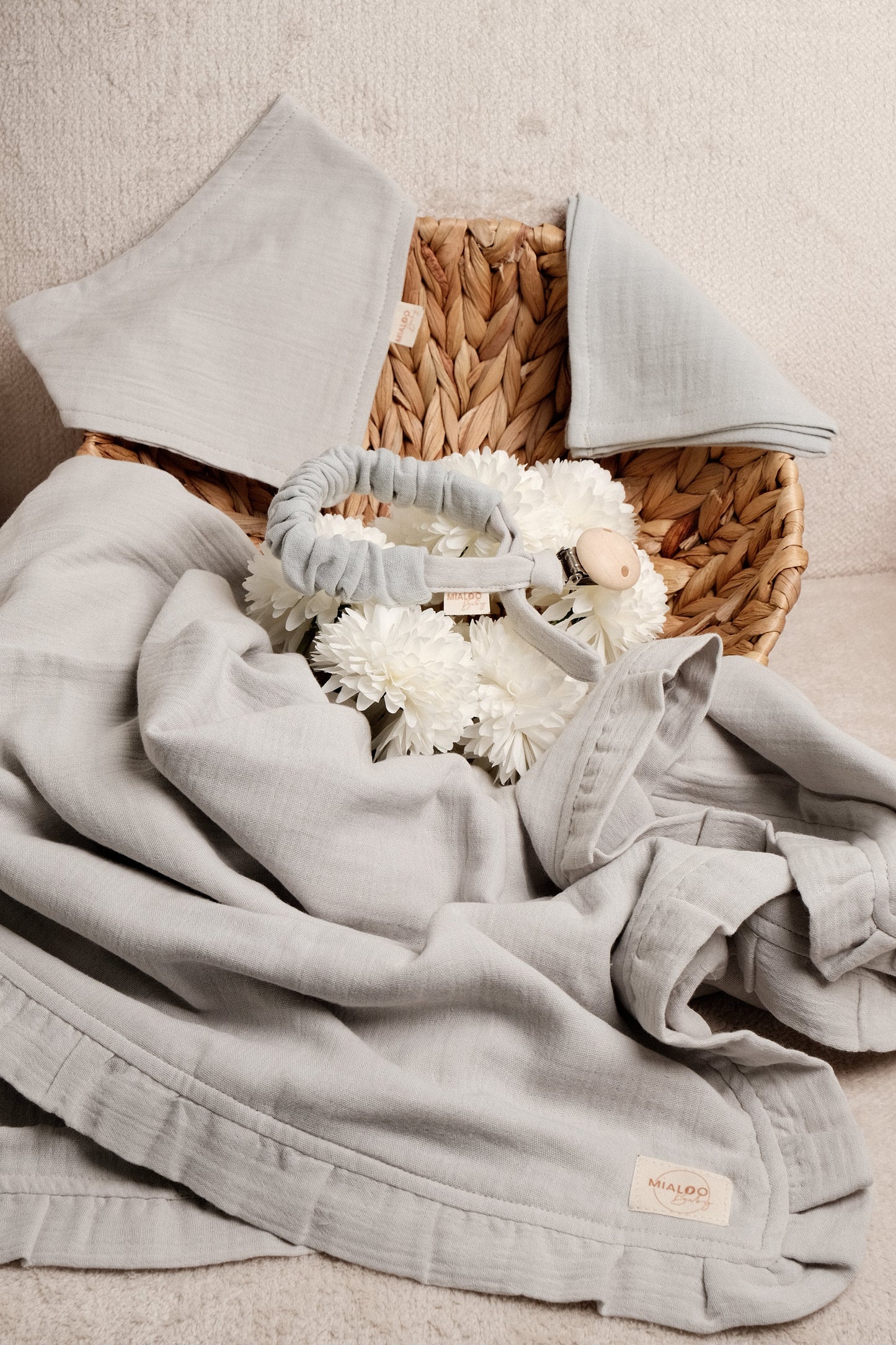 Musselin Set Grey 4-lagig