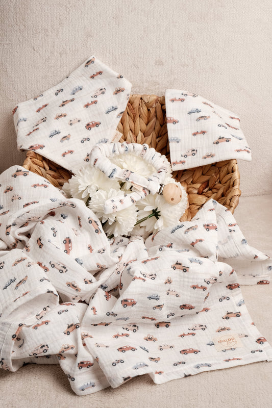 Musselin Set Tiny Wheels 2-lagig