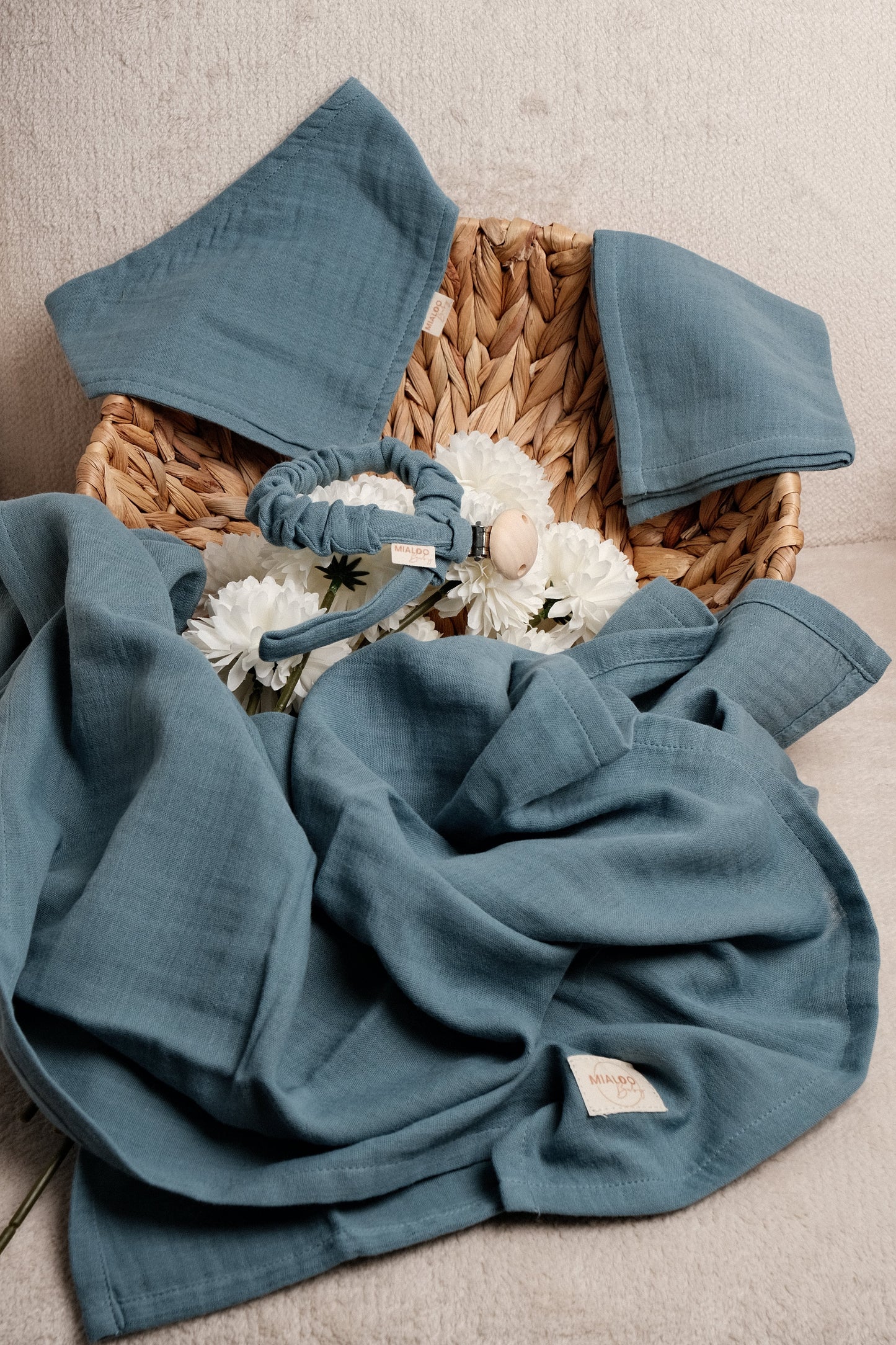 Musselin Set Navy Blue 2-lagig